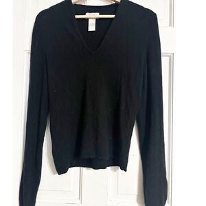 Neiman Marcus Black V-Neck Sweater